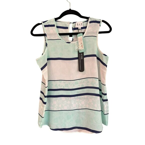 Olive & Oak Tops - Olive & Oak Stitch Fix Ganesa Womens Medium Sleeveless Green Striped Blouse NWT